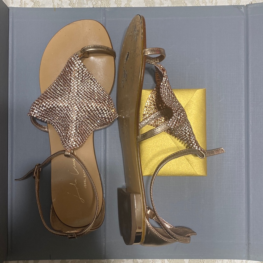 Lola Cruz Rose gold jewel sandals size 36